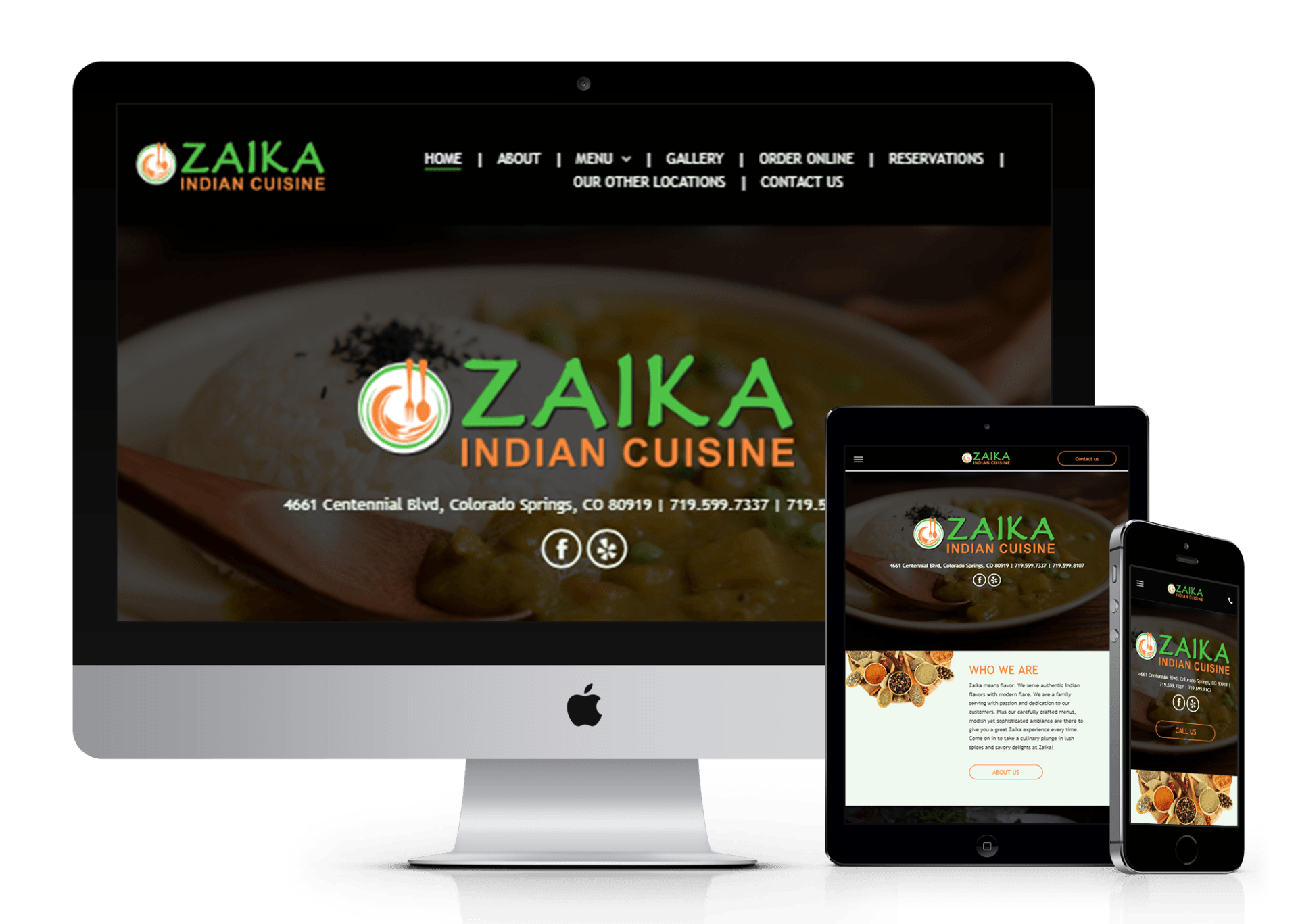 Zaika Colorado Springs website design screenshot